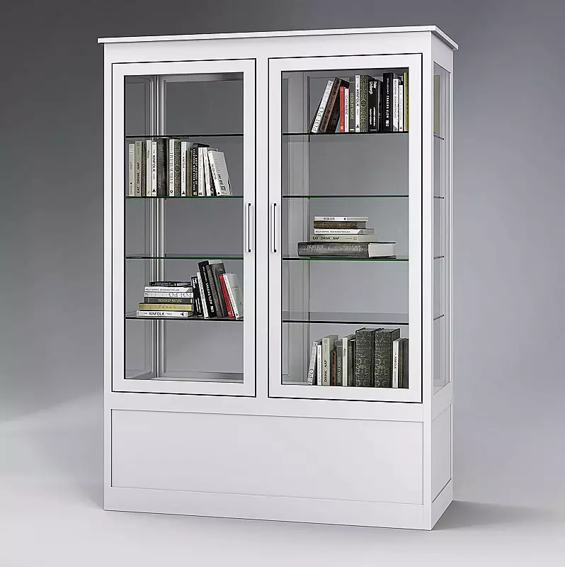 Öffentlicher Bücherschrank EMBRUN, Breite 1400 mm, mit zweiteiliger Drehflügeltür, vorn öffnend, in RAL 9016 verkehrsweiß