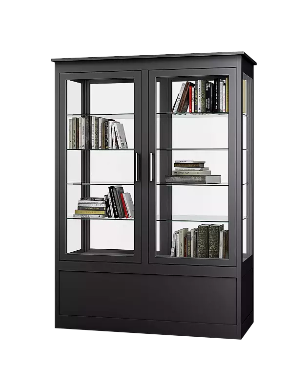 Öffentlicher Bücherschrank EMBRUN, Breite 1400 mm, mit zweiteiliger Drehflügeltür, vorn öffnend, in RAL 7016 anthrazitgrau