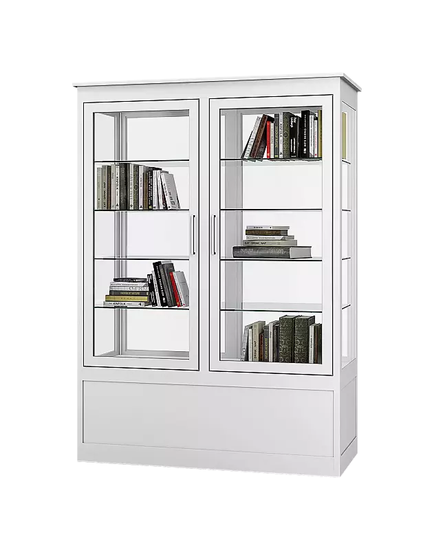 Öffentlicher Bücherschrank EMBRUN, Breite 1400 mm, mit zweiteiliger Drehflügeltür, vorn öffnend, in RAL 9016 verkehrsweiß