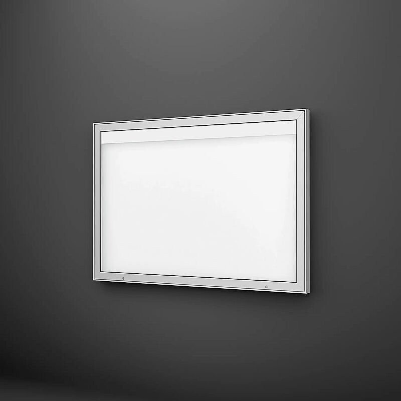 Schaukasten DERINEA zur Wandbefestigung, Ecken spitz, Bautiefe 65 mm, für 21 x DIN A4, Alu silber