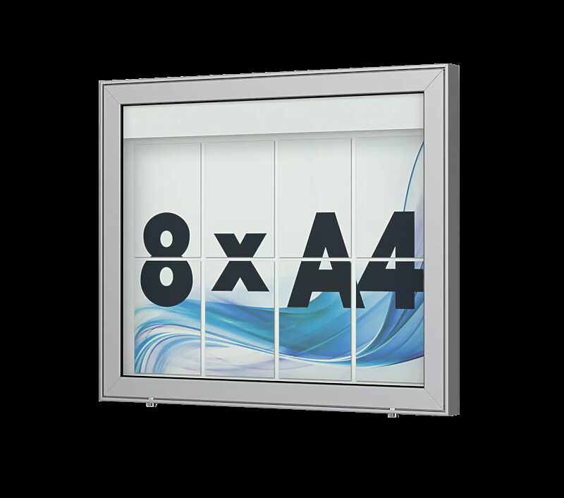 Schaukasten LIMOGES zur Wandbefestigung, für 8 x DIN A4, Alu silber