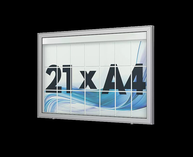 Schaukasten LIMOGES zur Wandbefestigung, für 21 x DIN A4, Alu silber