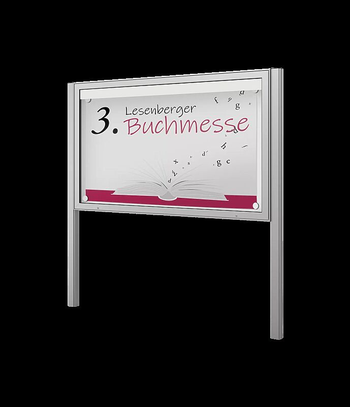 Schaukasten IKARIA zum Einbetonieren, für 24 x DIN A4, Alu silber