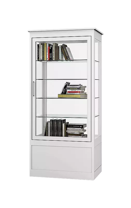 Öffentlicher Bücherschrank EMBRUN, Breite 900 mm, mit einteiliger Drehflügeltür, vorn öffnend, in RAL 9016 verkehrsweiß