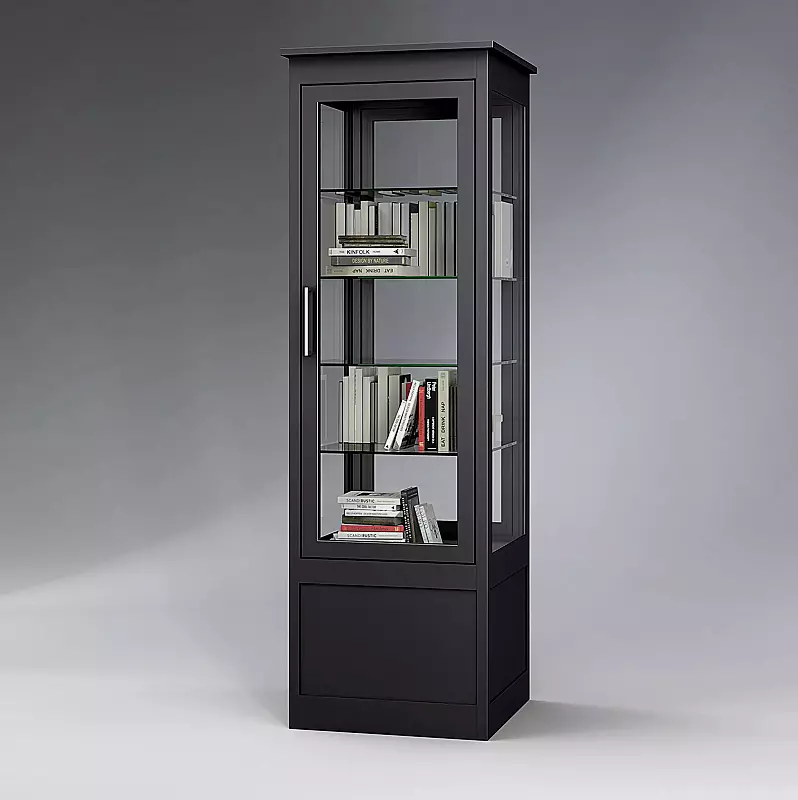 Öffentlicher Bücherschrank EMBRUN, Breite 600 mm, mit einteiliger Drehflügeltür, vorn und hinten öffnend, in RAL 7016 anthrazitgrau