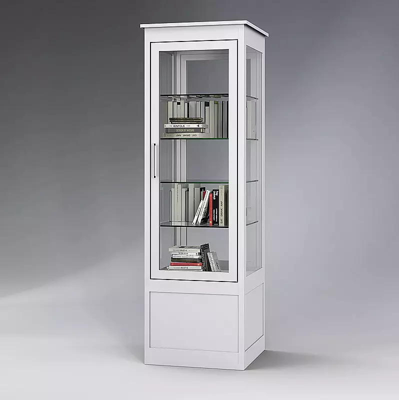 Öffentlicher Bücherschrank EMBRUN, Breite 600 mm, mit einteiliger Drehflügeltür, vorn und hinten öffnend, in RAL 9016 verkehrsweiß