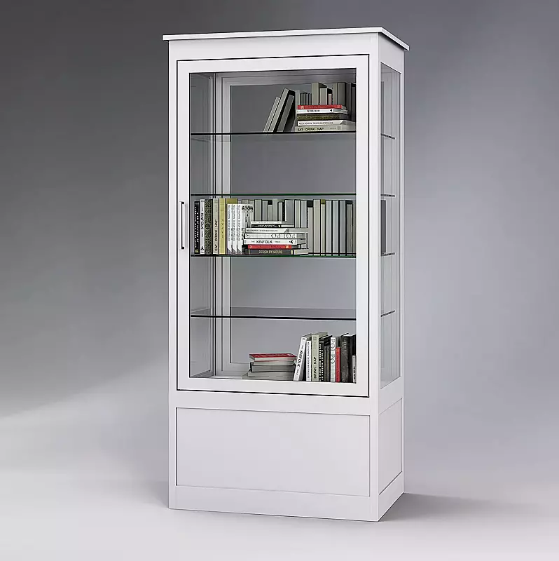 Öffentlicher Bücherschrank EMBRUN, Breite 900 mm, mit einteiliger Drehflügeltür, vorn und hinten öffnend, in RAL 9016 verkehrsweiß