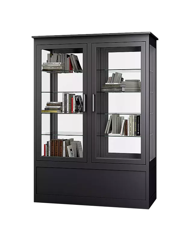Öffentlicher Bücherschrank EMBRUN, Breite 1400 mm, mit zweiteiliger Drehflügeltür, vorn und hinten öffnend, in RAL 7016 anthrazitgrau