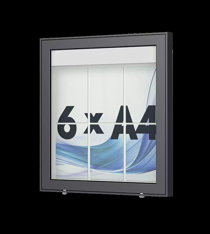 Schaukasten LIMOGES zur Wandbefestigung, für 6 x DIN A4, in DB 703 eisenglimmer