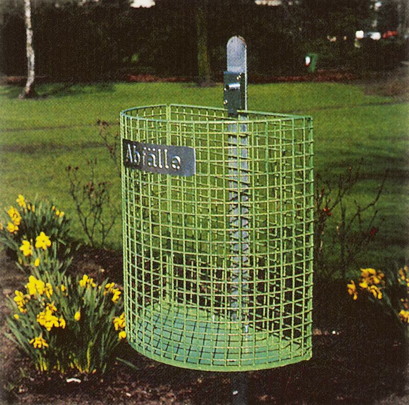 Abfallkorb WALES, zum Einbetonieren, in RAL 6010 grasgrün