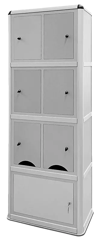 E-Bike-Ladestellenschrank AMARO mit 6 kleinen Ladefächern, mit Münzpfandschloss