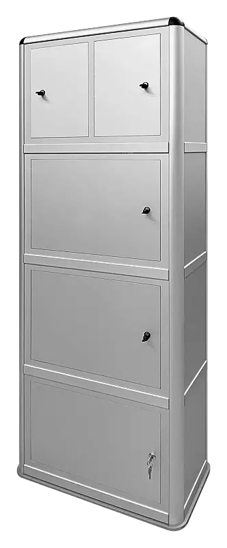 E-Bike-Ladestellenschrank AMARO, 2 kleine und 2 große Ladefächer, Münzpfandschließung