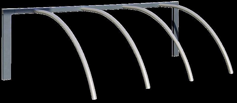 Anlehnbügel UNIT, 4 Stellplätze, Stützen in RAL 7016 anthrazitgrau und Bügel in RAL 9006 weißaluminium