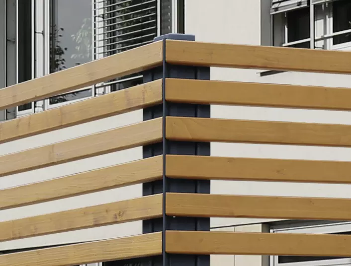 Wandelement, mit Holzbelattung Fichte, umlaufend