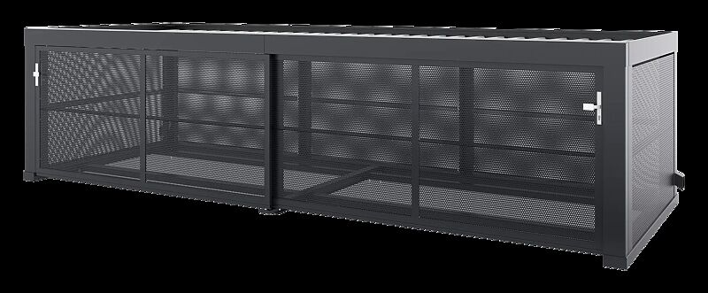 Fahrradgarage MULTIPORT® Rad S, Dachbreite x Dachtiefe 5970 mm x 2253 mm, Rück- / Seitenwände Lochblech, Stahlkonstruktion in RAL 7016 anthrazitgrau