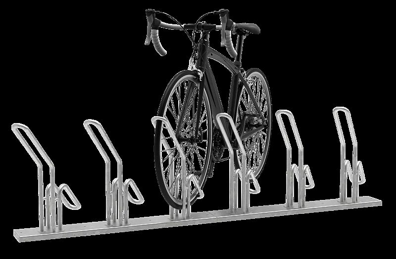 Fahrradständer HERVEY einseitig 45° links, tief, zum Aufdübeln, 6 Stellplätze