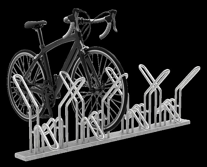 Fahrradständer HERVEY doppelseitig 90°, tief, zum Aufdübeln, 8 Stellplätze