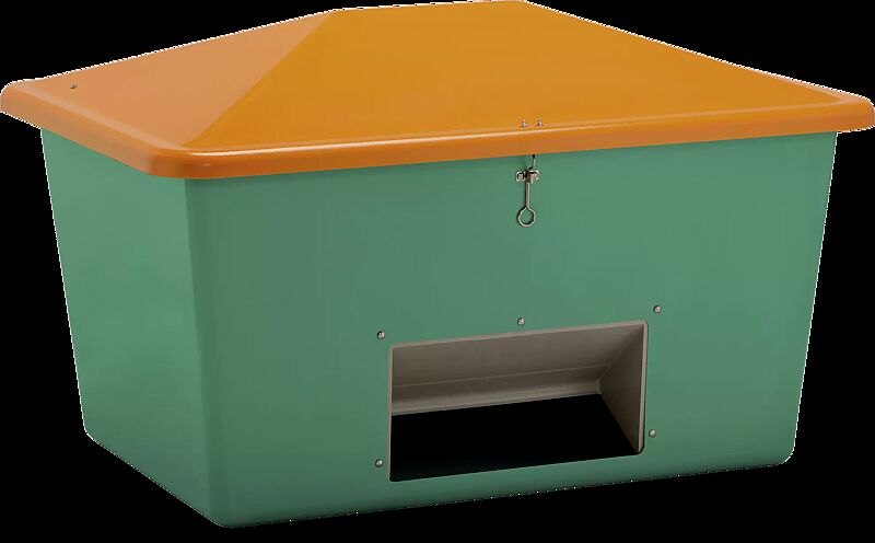 Streugutbehälter STREW mit Entnahmeöffnung, 1100 Liter, Korpus in grün