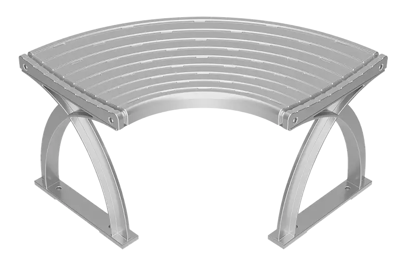  Sitzbank VASTO, Sitzfläche gebogen 90°, in RAL 9006 weißaluminium