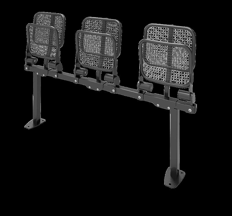 Klappsitz TOLFA, 3-Sitzer mit Rückenlehne, in RAL 7016 anthrazitgrau