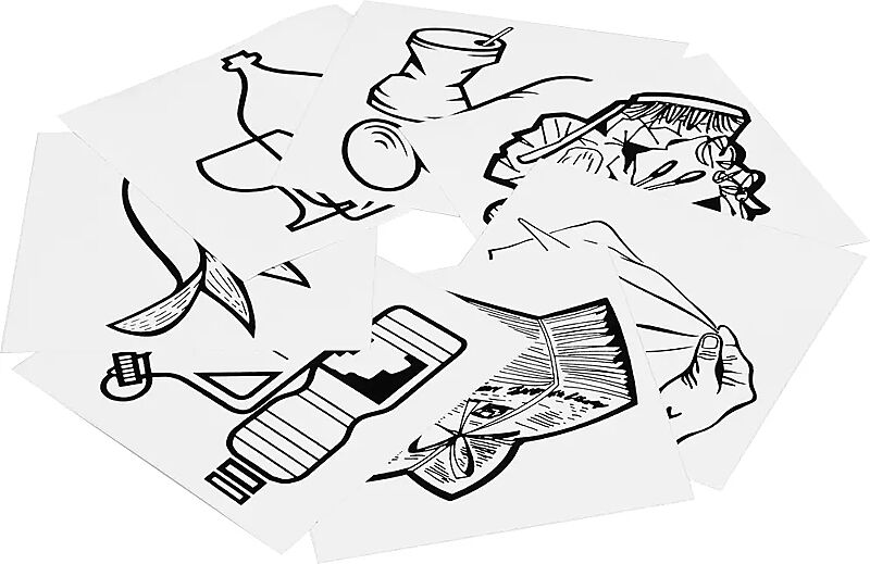 Piktogramm-Aufklebersatz: 7 Aufkleber*, schwarz / weiß