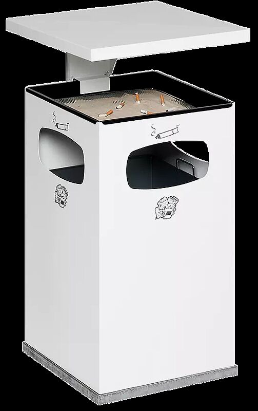Abfallbehälter CASTLE mit Ascher, 38 Liter, in RAL 9016 verkehrsweiß