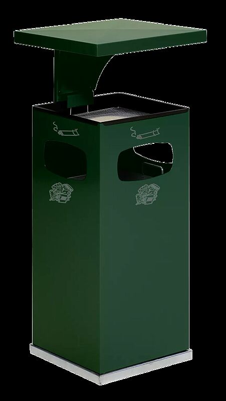 Abfallbehälter CASTLE mit Ascher, 72 Liter, in RAL 5010 enzianblau