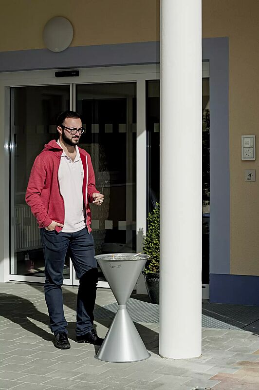 Standascher ROYAL aus Stahl, zum freien Aufstellen, ohne Schutzdach, in silber