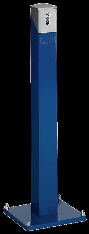 Standascher RIO, quadratisch, Korpus in RAL 5010 enzianblau, Kopfteil in silber