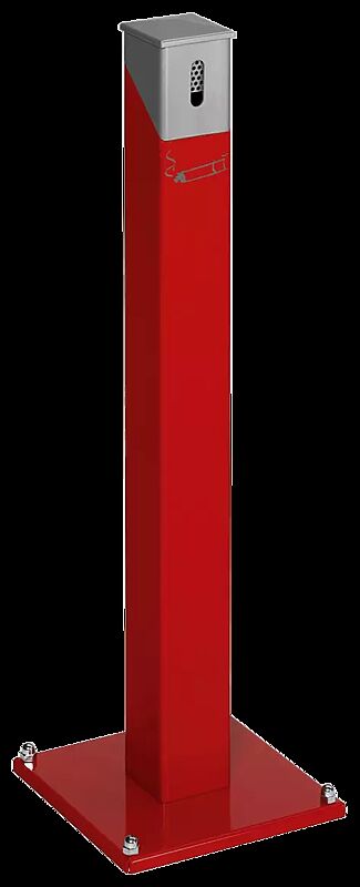 Standascher RIO, quadratisch, Korpus in RAL 3000 feuerrot, Kopfteil in silber