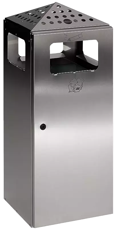 Abfallbehälter LUTON mit Ascher, aus Edelstahl