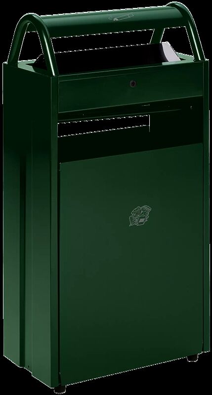 Abfallbehälter GODOY  aus Stahl, in RAL 6005 moosgrün