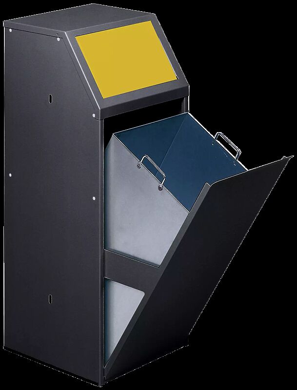 Wertstoffsammler MANCHESTER, Einwurfklappe in RAL 1023 verkehrsgelb