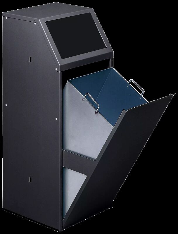 Wertstoffsammler MANCHESTER, Einwurfklappe in RAL 7021 schwarzgrau