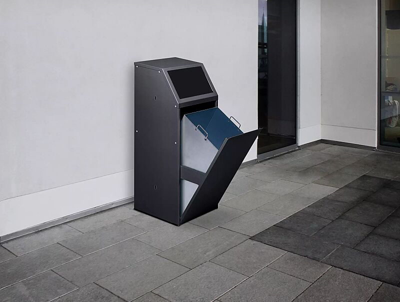 Wertstoffsammler MANCHESTER, Einwurfklappe in RAL 7021 schwarzgrau