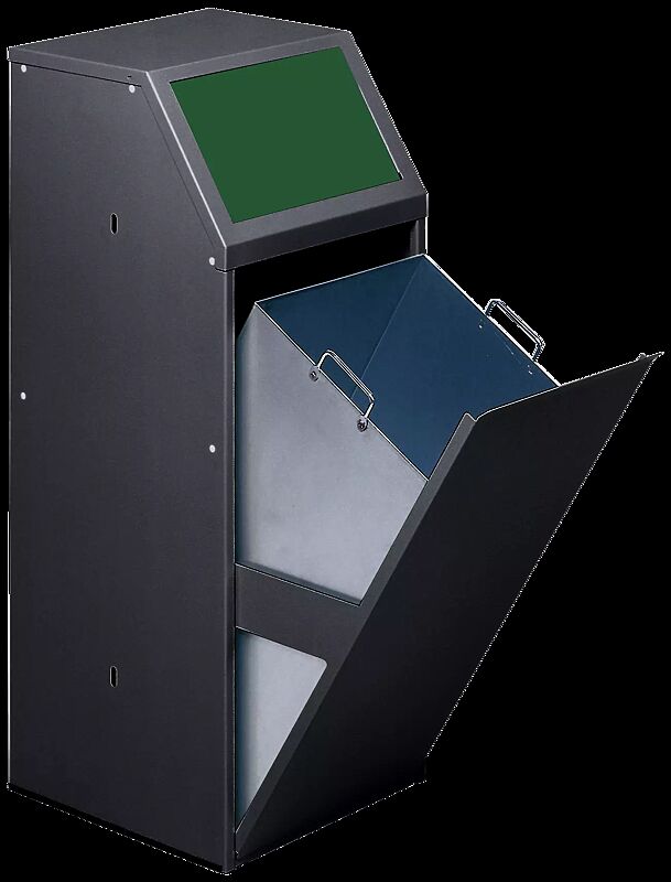 Wertstoffsammler MANCHESTER, Einwurfklappe in RAL 6001 smaragdgrün