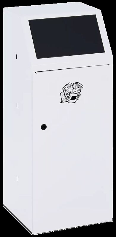 Wertstoffsammler LIVERPOOL mit Innenbehälter, Korpus in  RAL 9016 verkehrsweiß, Einwurfklappe in RAL 7021 schwarzgrau