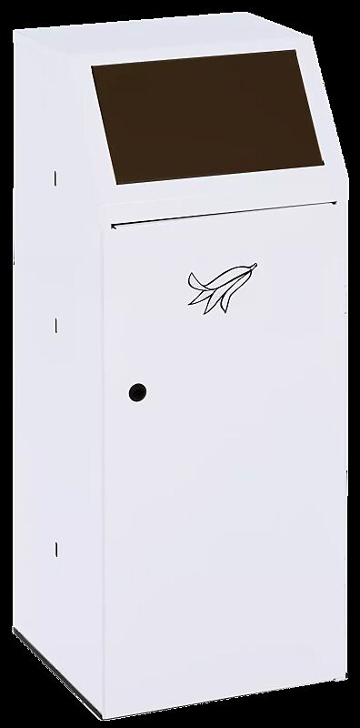 Wertstoffsammler LIVERPOOL mit Innenbehälter, Korpus in  RAL 9016 verkehrsweiß, Einwurfklappe in RAL 8014 sepiabraun