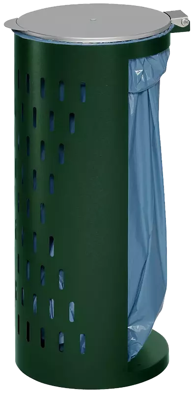 Abfallbehälter MAGHULL aus Stahl, in RAL 6005 moosgrün