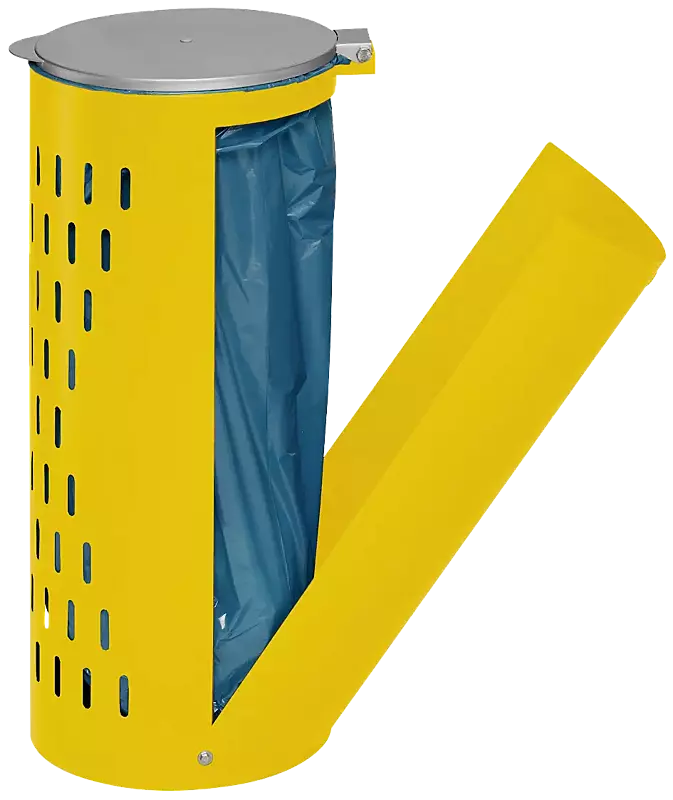 Abfallbehälter MAGHULL aus Stahl, in RAL 1023 verkehrsgelb