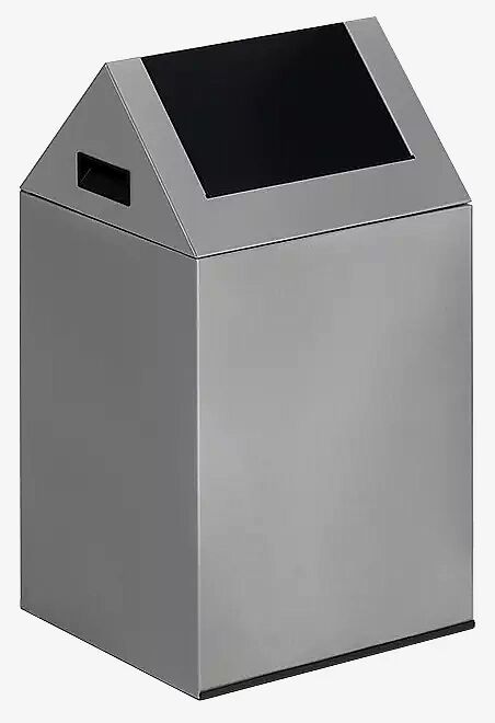 Wertstoffsammler CLEVELAND, 43 Liter, Korpus in silber, mit Schwingdeckel, Einwurfklappe in RAL 7021 schwarzgrau