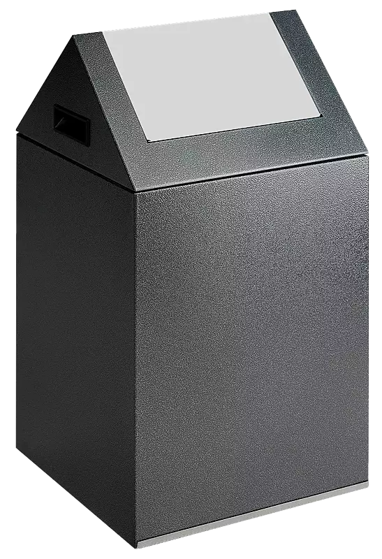 Wertstoffsammler CLEVELAND, 43 Liter, Korpus in antik-silber, mit Schwingdeckel, Einwurfklappe in silber