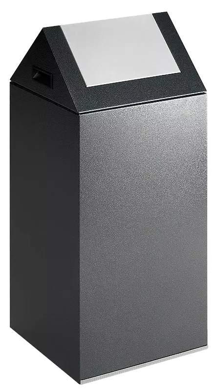 Wertstoffsammler CLEVELAND, 60 Liter, Korpus in antik-silber, mit Schwingdeckel, Einwurfklappe in silber