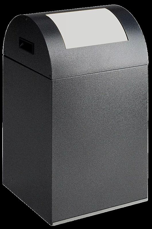 Wertstoffsammler CLEVELAND, 43 Liter, Korpus in antik-silber, mit Federeinwurfklappe, Einwurfklappe in silber