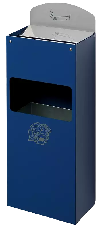 Abfallbehälter KIRKBY  aus Stahl, in RAL 5010 enzianblau