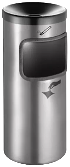 Abfallbehälter GLASGOW  aus Stahl, in weißaluminium ähnlich RAL 9006