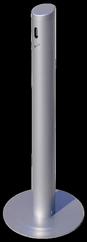 Standascher SMOKER aus Aluminium, mit Fußplatte, in RAL 9006 weißaluminium