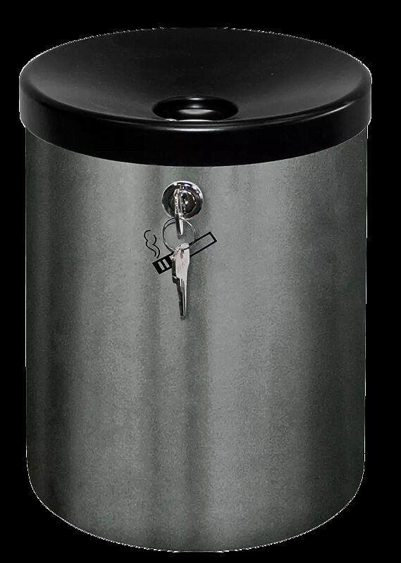 Wandascher GLASGOW, 6 Liter, in graualuminium in RAL 9007, mit Zylinderschloss