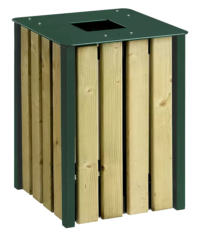 Abfallbehälter HEMEL, 50 Liter, in RAL 6005 moosgrün