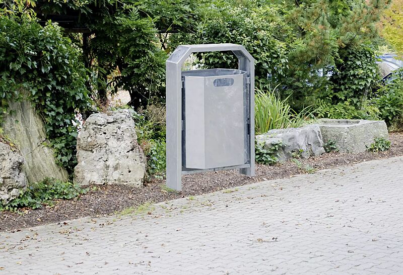 Abfallbehälter DEVON zum Einbetonieren, feuerverzinkt